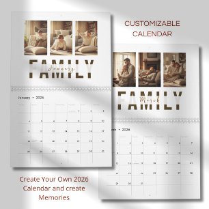 Modern Minimalist Family Photo Calendar 2026