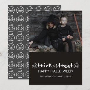 Modern Minimalist Family Photo Halloween Holiday Card