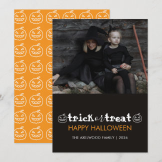 Modern Minimalist Family Photo Halloween Holiday Card