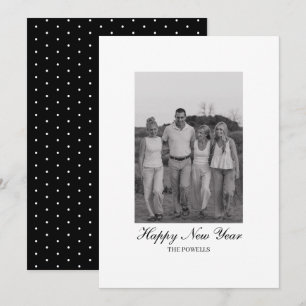 Modern Minimalist Family Photo Happy New Year  Holiday Card