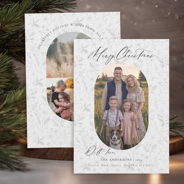 Modern Minimalist Farmhouse Chic Photo Christmas Holiday Card (christmas card photo family couple kids dog modern minimalist farmhouse cottage rustic chic)