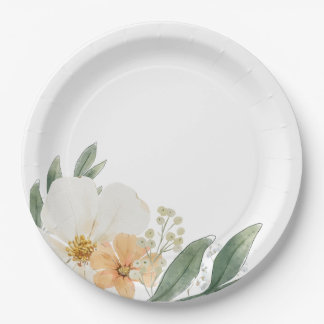 Modern Minimalist Farmhouse Floral Paper Plates