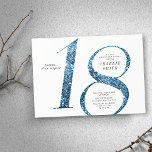 Modern minimalist faux blue glitter 18th birthday invitation<br><div class="desc">Modern minimalist 18th birthday party invitation features stylish faux blue glitter number 18 and your party details in classic serif font,   simple and elegant,  great surprise birthday invitation for men and women.  
the white background colour can be changed to any colour of your choice.</div>