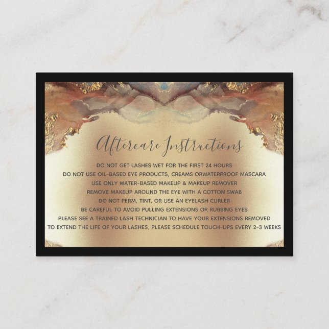Modern Minimalist Faux Gold Foil Lash Aftercare Business Card (Back)
