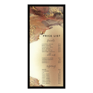 Modern Minimalist Faux Gold Foil Price list Rack Card