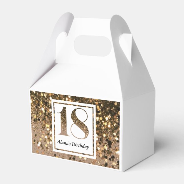 Modern minimalist faux gold glitter 18th birthday favour box (Front Side)