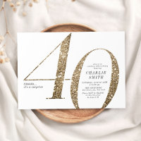 Modern minimalist faux gold glitter 40th birthday
