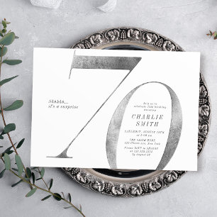 Modern minimalist faux silver 70th birthday invitation