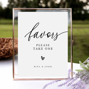 Modern Minimalist Favour Wedding Table Sign