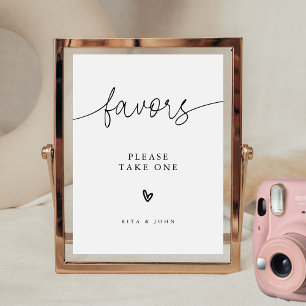 Modern Minimalist Favour Wedding Table Sign