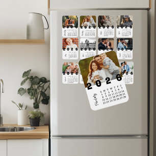 Modern Minimalist February 2026 Photo Calendar Magnet