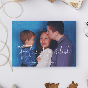 Modern minimalist Feliz Navidad Christmas photo Holiday Card