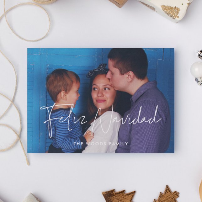 Modern minimalist Feliz Navidad Christmas photo Holiday Card (Creator Uploaded)