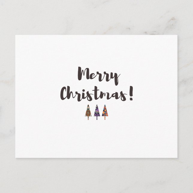 Modern Minimalist Festive Tress X-Max Greetings Holiday Postcard (Front)