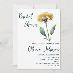 Modern Minimalist Field Flower Bridal Shower Invitation