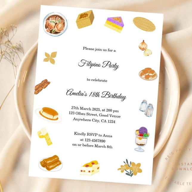 Modern Minimalist Filipino Party Invitation Bday (Creator Uploaded)