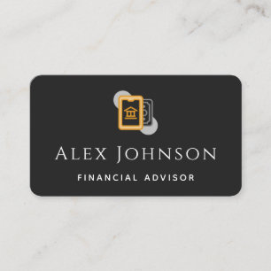Modern Minimalist Financial Advisor Black & White Business Card