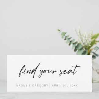 Modern Minimalist Find Your Seat Header Card