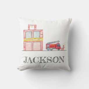 Modern Minimalist Fireman birthday Party Cushion