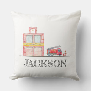 Modern Minimalist Fireman birthday Party Cushion