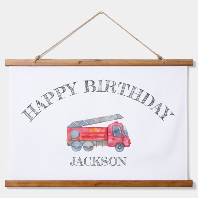 Modern Minimalist Fireman birthday Party Hanging Tapestry (Front)