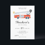 Modern Minimalist Fireman birthday Party Invitation<br><div class="desc">Minimalist Fireman theme. This adorable invite features minimalist graphics. The text is fully customisable. You can change colours and styles of fonts.</div>