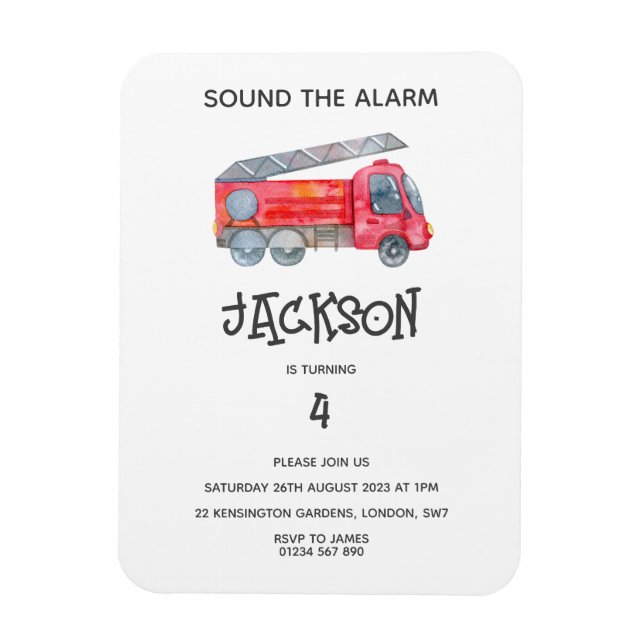Modern Minimalist Fireman birthday Party Magnet (Vertical)