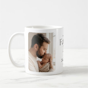 Modern Minimalist First Father's Day Two Photo Coffee Mug