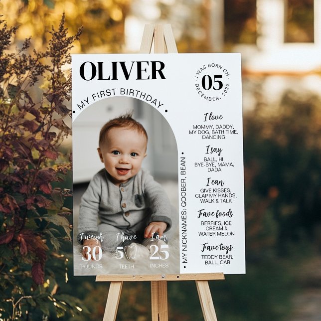 Modern Minimalist First Year Photo Milestone Poster (Creator Uploaded)