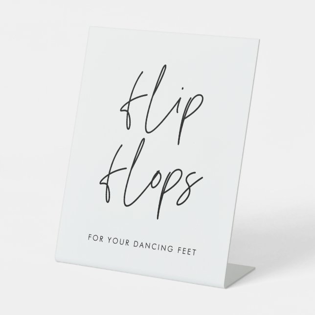 Modern Minimalist Flip Flops wedding Pedestal Sign (Front)