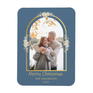 Modern Minimalist Floral Arch Photo Grey  Magnet