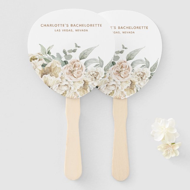 Modern Minimalist Floral Bachelorette Hand Fan (Front and Back)