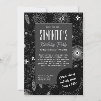 Modern Minimalist Floral Blue & Purple Pattern  Invitation