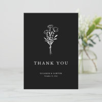 Modern Minimalist Floral Bouquet Black Wedding