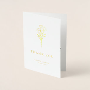 Modern Minimalist Floral Bouquet Wedding Foil Card