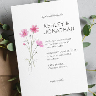 Modern Minimalist Floral Detail Wedding Invitation