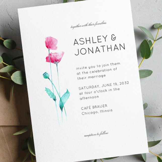 Modern Minimalist Floral Detail Wedding Invitation (Creator Uploaded)