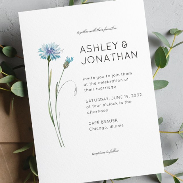 Modern Minimalist Floral Detail Wedding Invitation (Creator Uploaded)