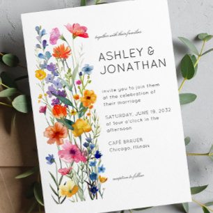 Modern Minimalist Floral Detail Wedding Invitation