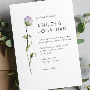 Modern Minimalist Floral Detail Wedding Invitation