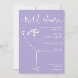 Modern Minimalist Floral Lavender Bridal Shower Invitation