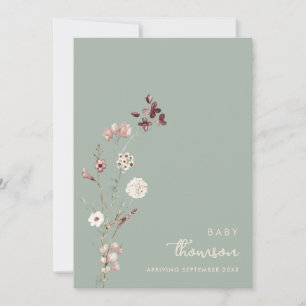 Modern Minimalist Floral Pregnancy Announcement