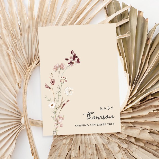 Modern Minimalist Floral Pregnancy Announcement (Creator Uploaded)