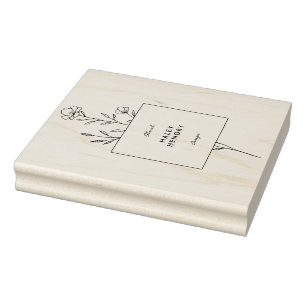 Modern Minimalist Floral Rubber Stamp
