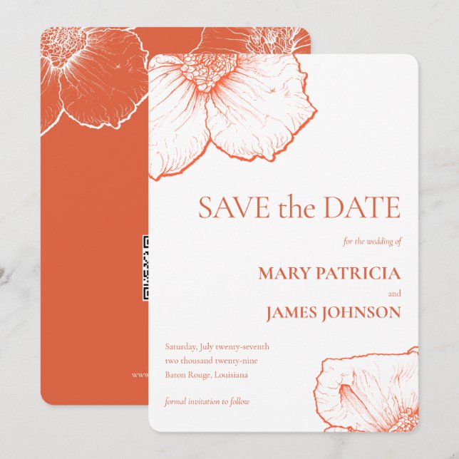 Modern Minimalist Floral Verona Sunset Wedding 🌸 Save The Date (Front/Back)