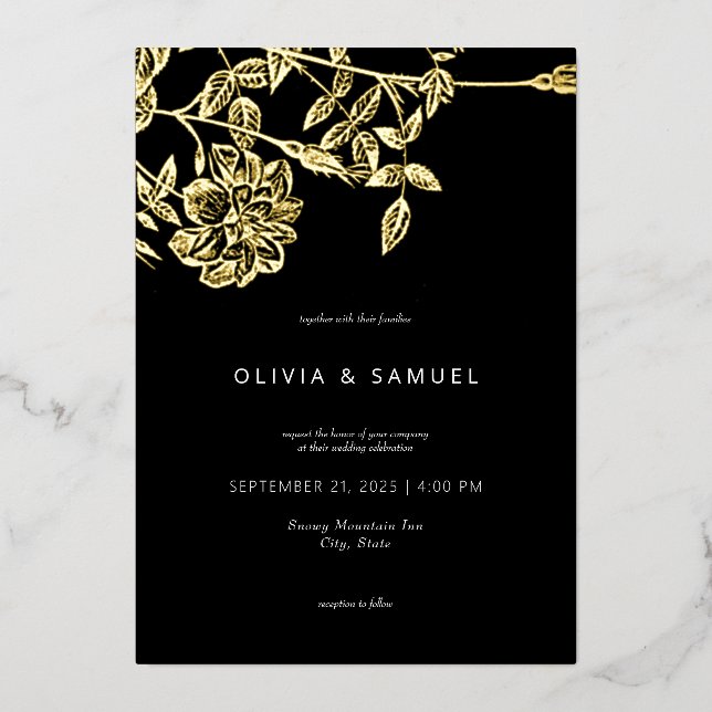 Modern Minimalist Floral Wedding Gold (Front)