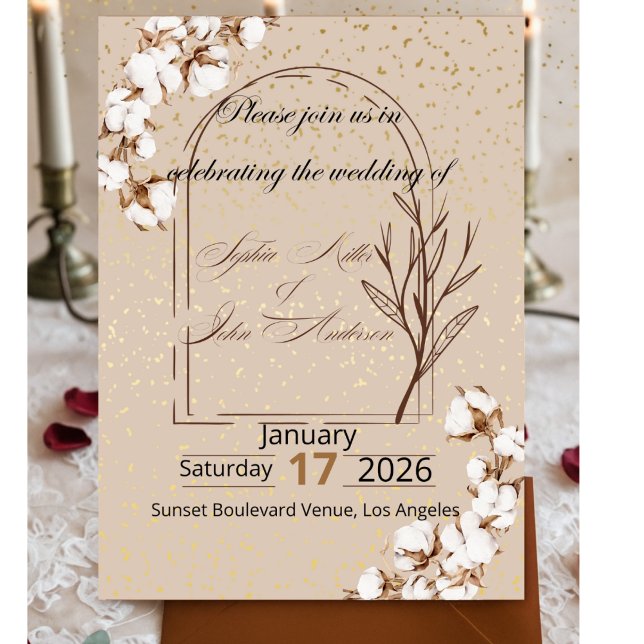 Modern Minimalist floral Wedding Invitation  (Creator Uploaded)