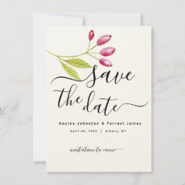 Modern Minimalist Floral Wedding Save The Date Invitation
