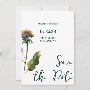 Modern Minimalist Floral Wedding Save the Date Invitation
