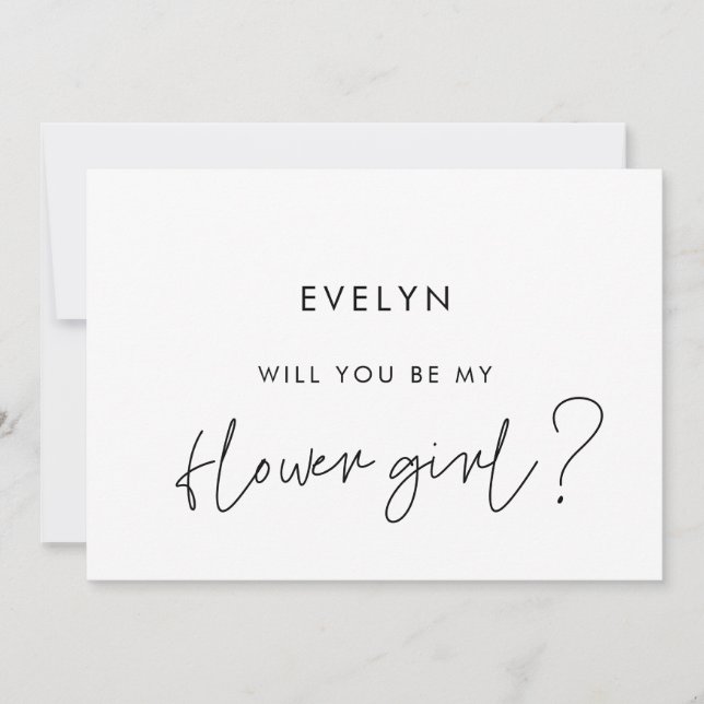 Modern Minimalist Flower girl proposal card (Front)